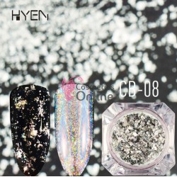 Fulgi de gheata, paiete Amelie pentru unghii Cod CBP08 Silver AB Platinum Effect + 1 aplicator